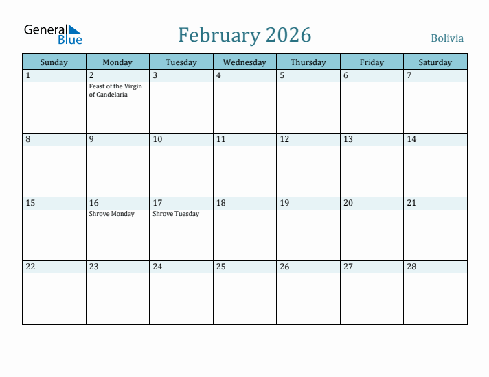 February 2026 Calendar with Holidays