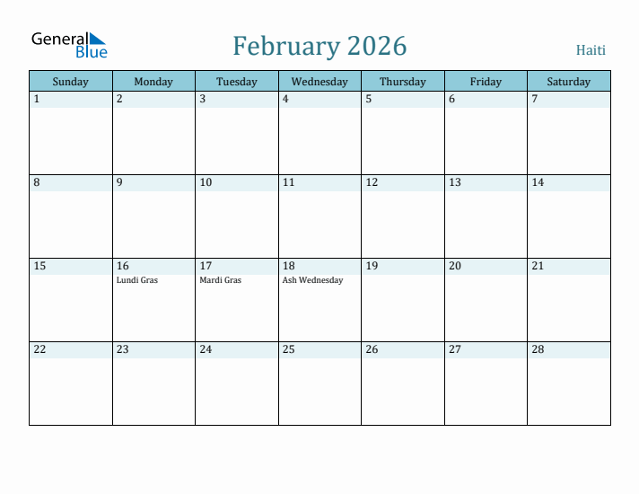 February 2026 Calendar with Holidays