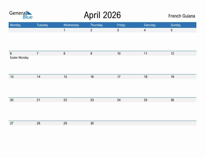 Fillable April 2026 Calendar