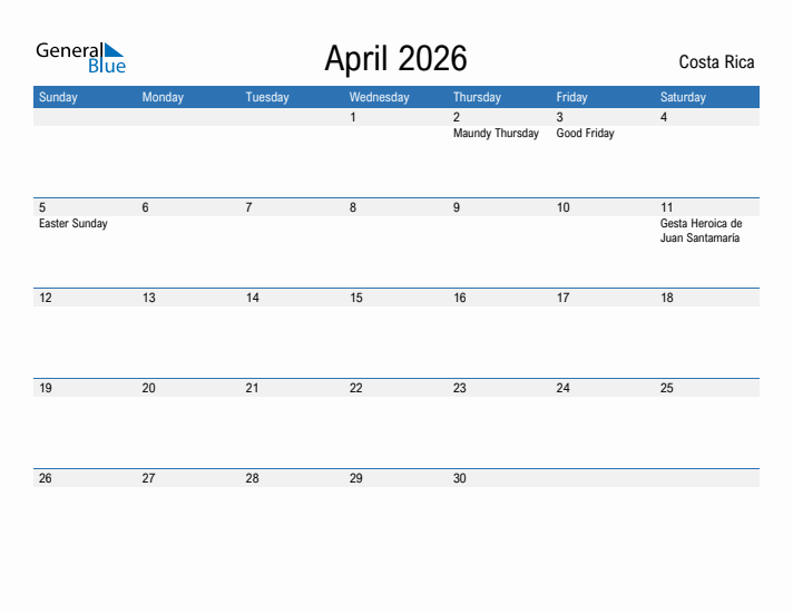 Fillable April 2026 Calendar