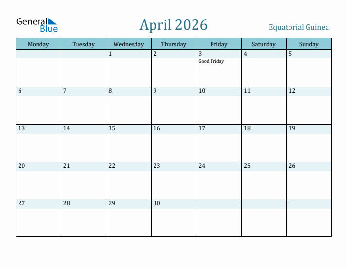 April 2026 Calendar with Holidays