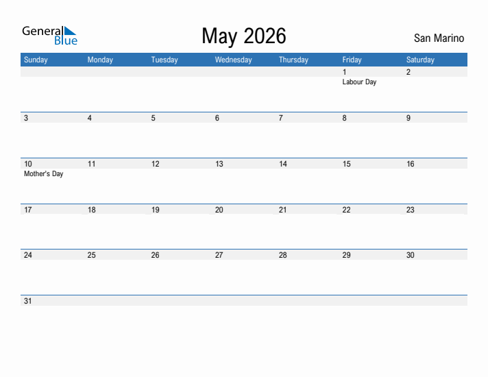 Fillable May 2026 Calendar