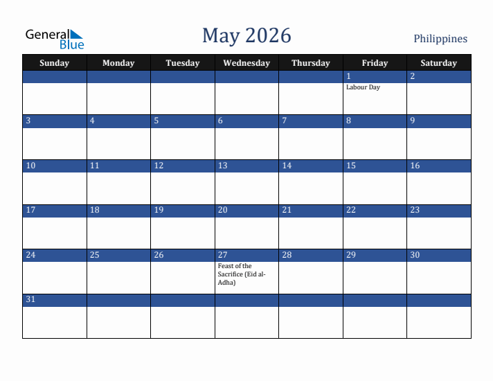 May 2026 Philippines Calendar (Sunday Start)