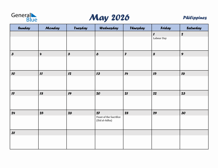May 2026 Calendar with Holidays in Philippines
