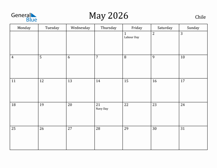 May 2026 Calendar Chile