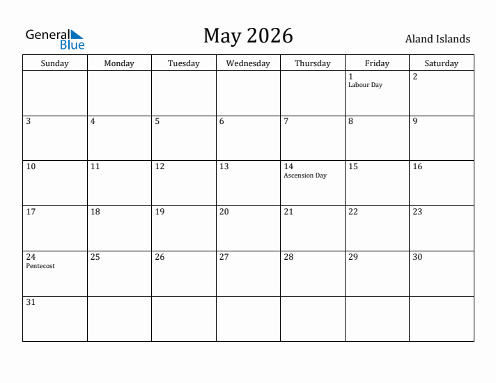 May 2026 Calendar Aland Islands