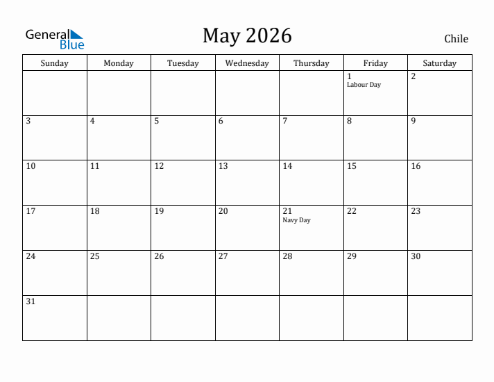 May 2026 Calendar Chile