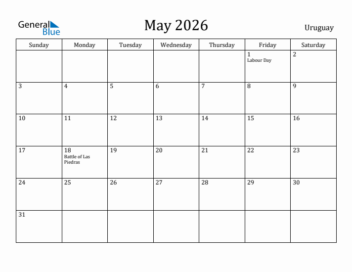 May 2026 Calendar Uruguay