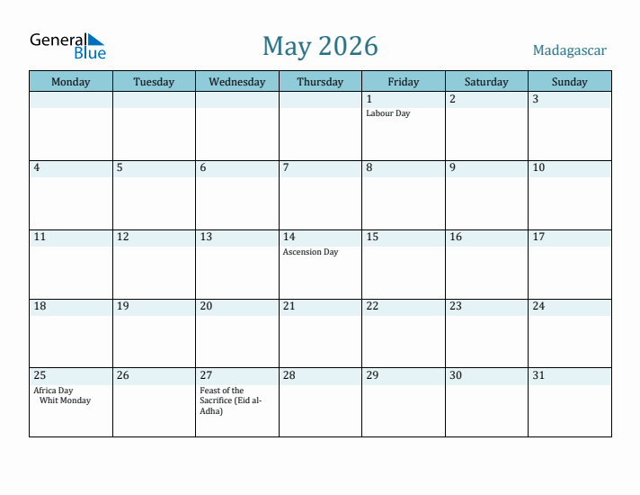 May 2026 Calendar with Holidays