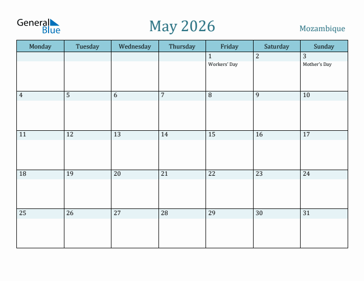 May 2026 Calendar with Holidays