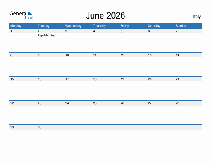 Fillable June 2026 Calendar