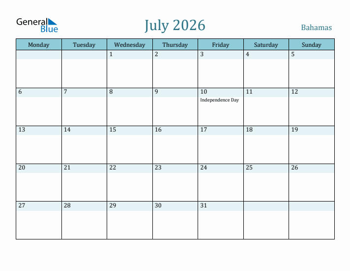 July 2026 Calendar with Holidays