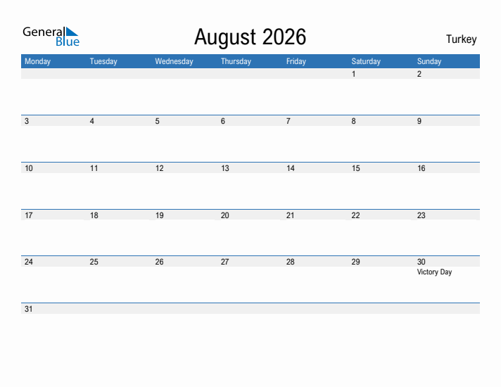 Fillable August 2026 Calendar