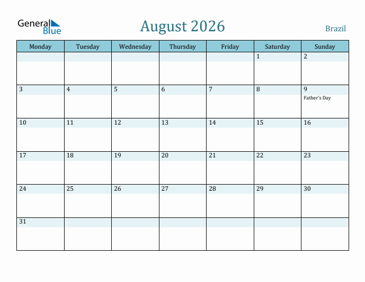 August 2026 Calendar with Holidays