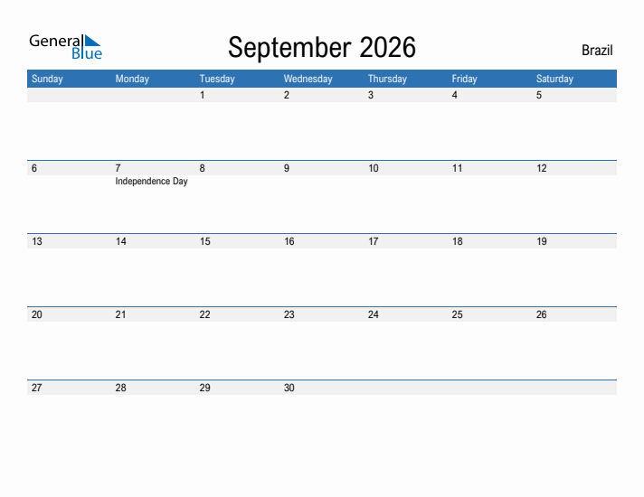 Fillable September 2026 Calendar