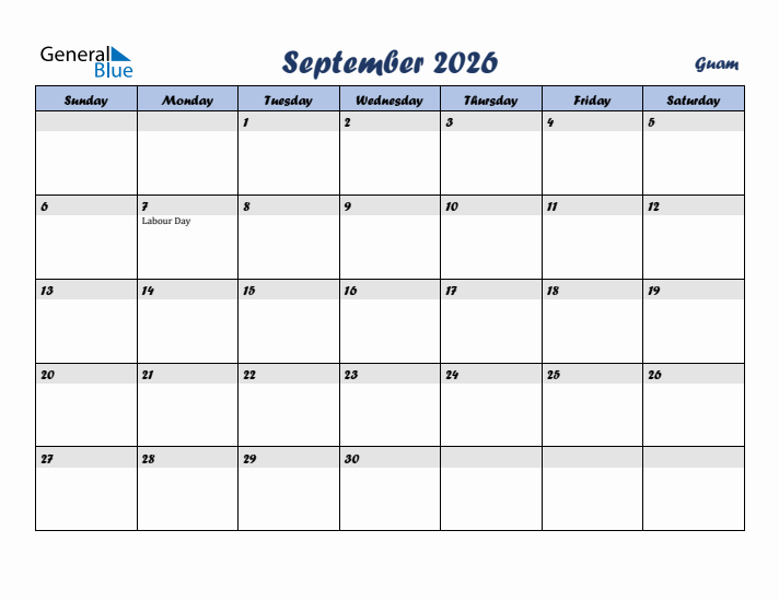 September 2026 Calendar with Holidays in Guam