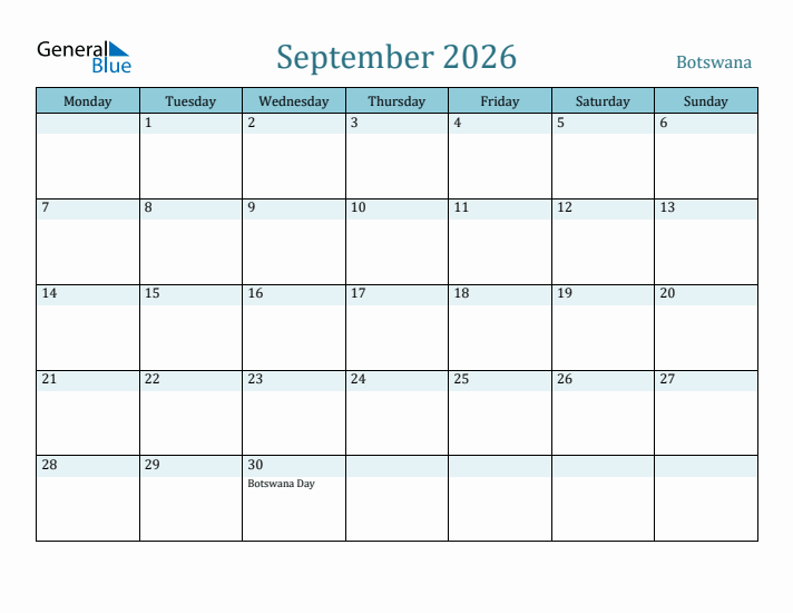 September 2026 Calendar with Holidays