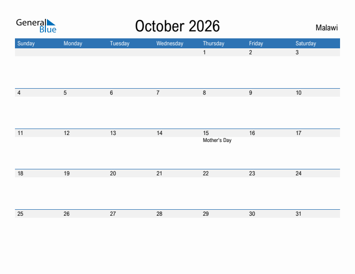 Fillable October 2026 Calendar