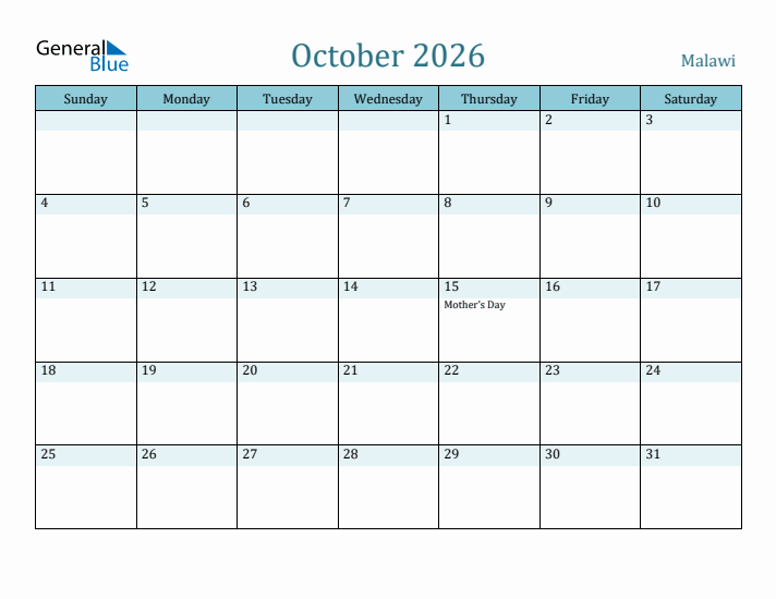 October 2026 Calendar with Holidays