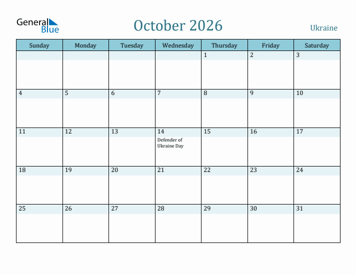 October 2026 Calendar with Holidays