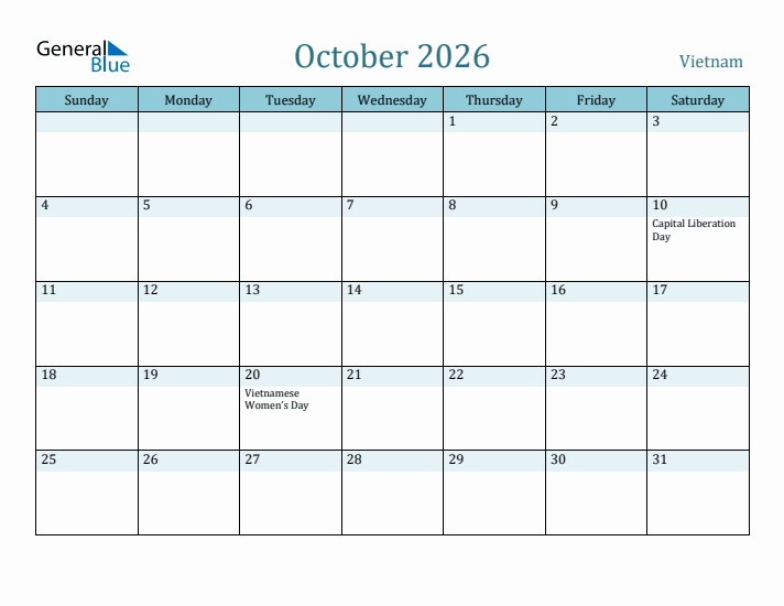 October 2026 Calendar with Holidays