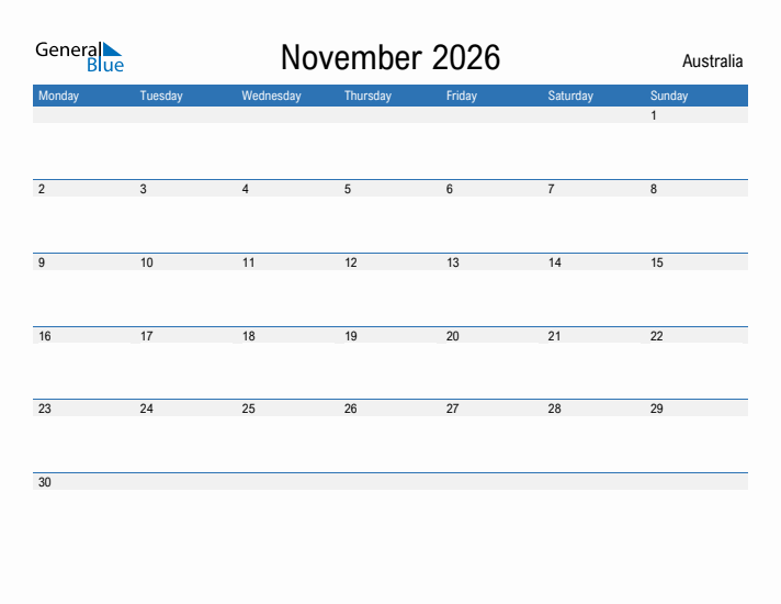 Fillable November 2026 Calendar