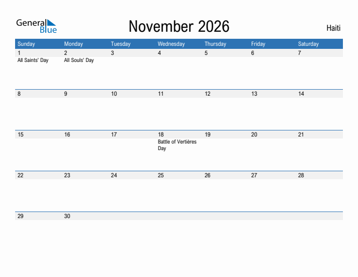 Fillable November 2026 Calendar