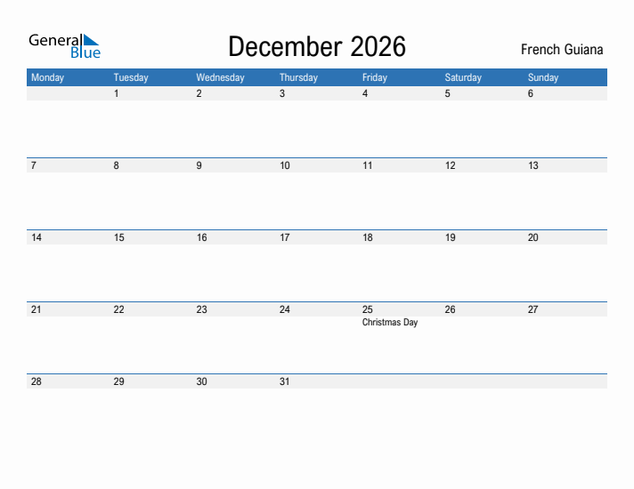 Fillable December 2026 Calendar