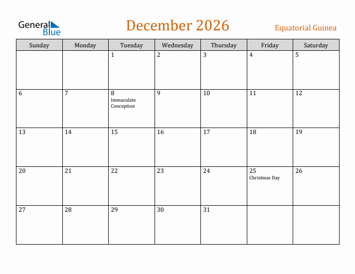 December 2026 Holiday Calendar with Sunday Start