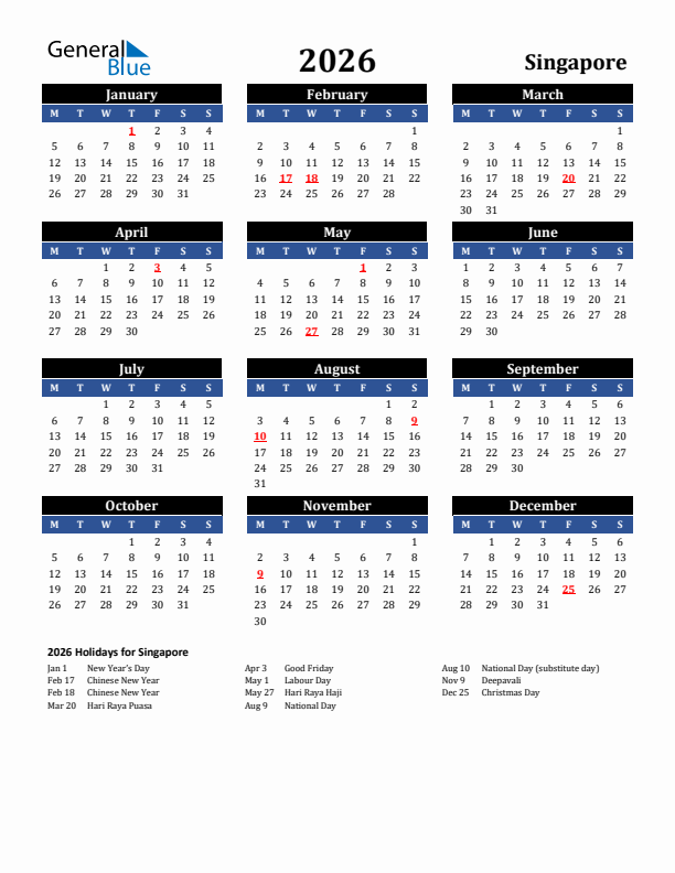 2026 Singapore Holiday Calendar