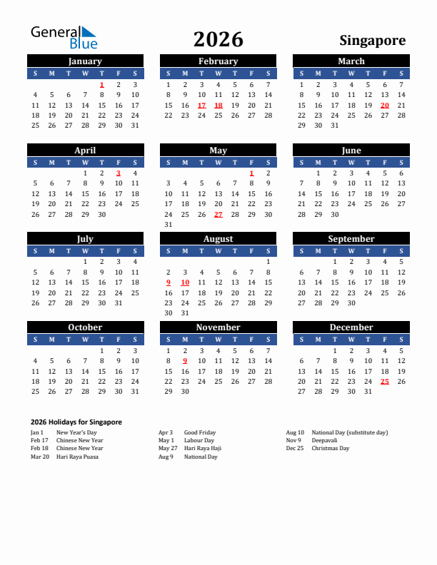 2026 Singapore Holiday Calendar