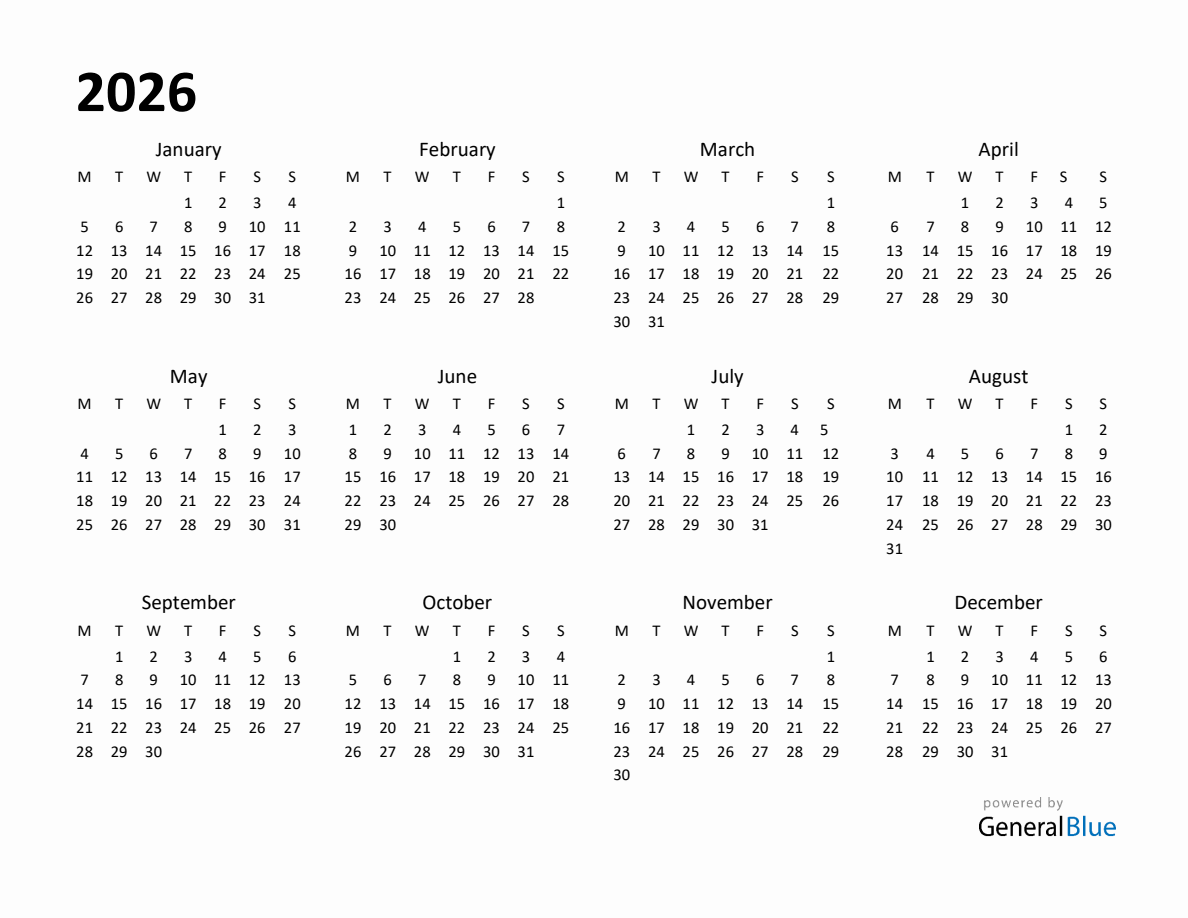 Year Planner 2026 Template