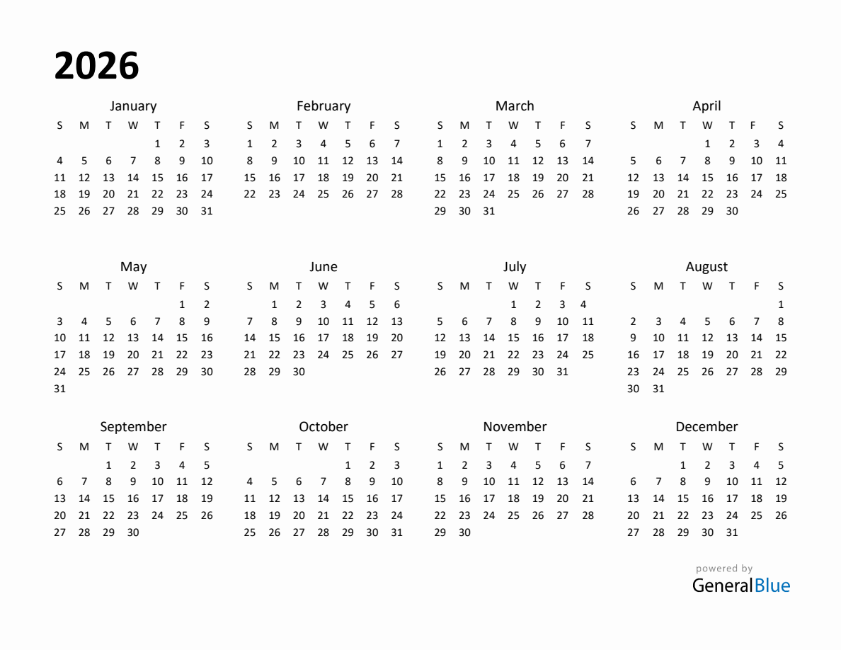 Year Planner 2026 Template