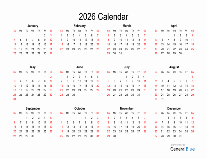 Free Calendar for 2026