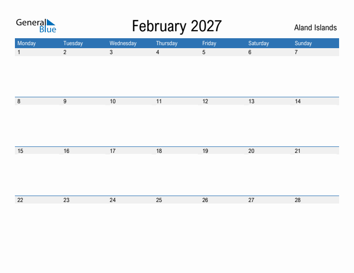 Fillable February 2027 Calendar