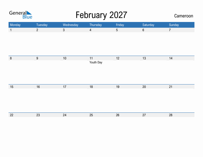 Fillable February 2027 Calendar