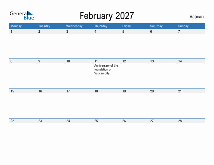 Fillable February 2027 Calendar