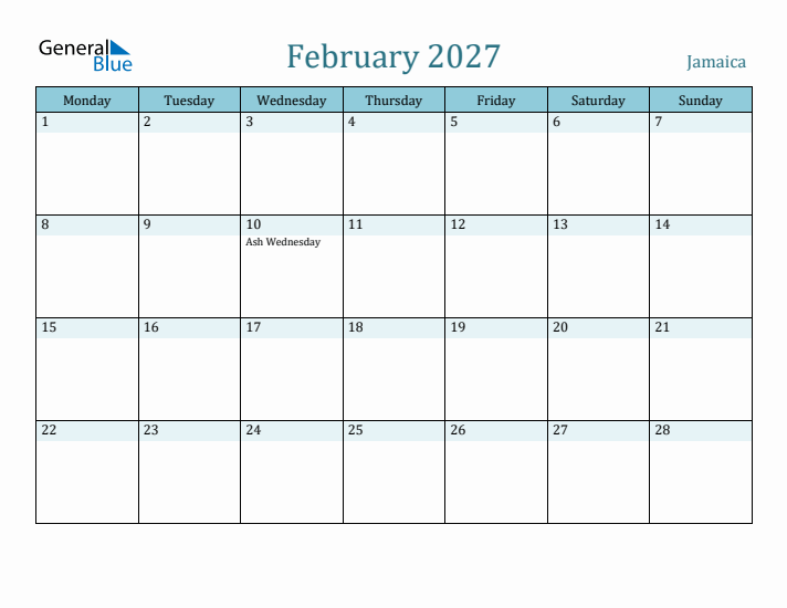 February 2027 Calendar with Holidays