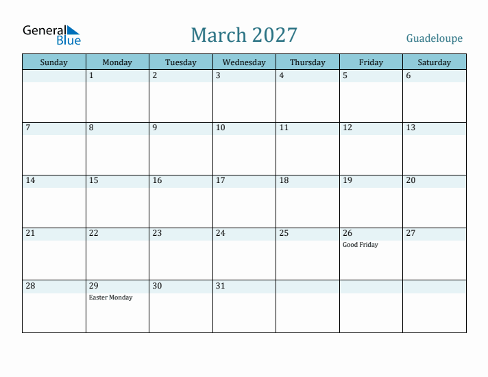 March 2027 Calendar with Holidays