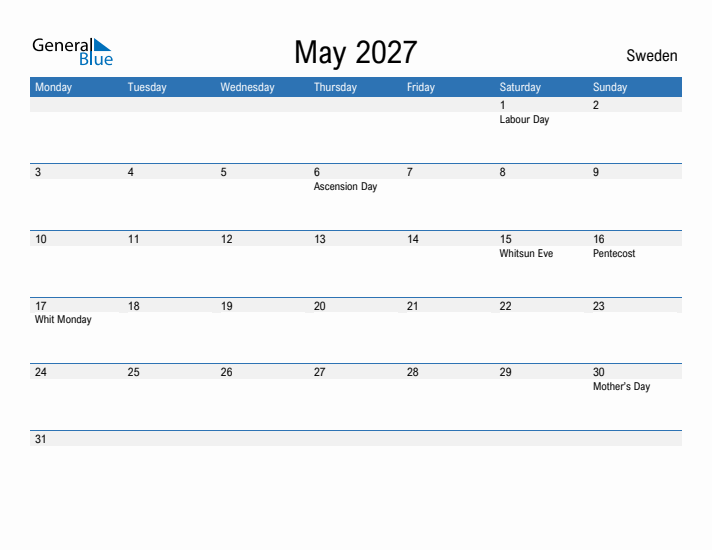 Fillable May 2027 Calendar
