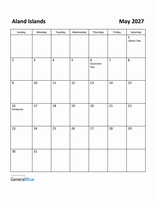 May 2027 Calendar with Aland Islands Holidays