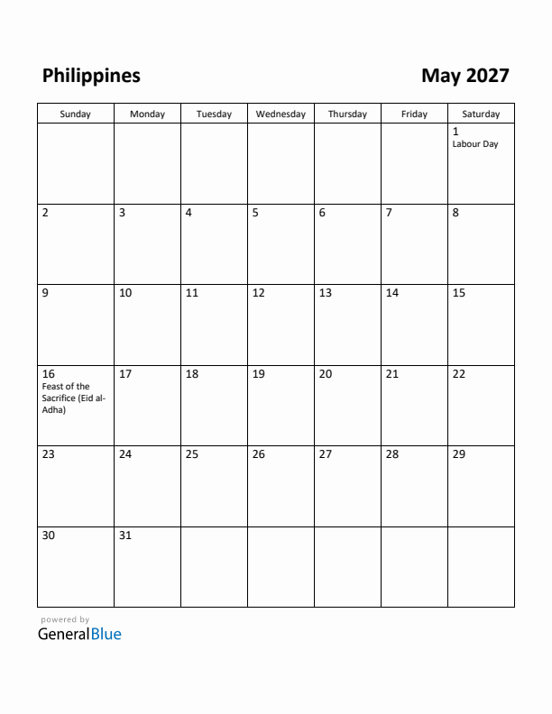 May 2027 Calendar with Philippines Holidays
