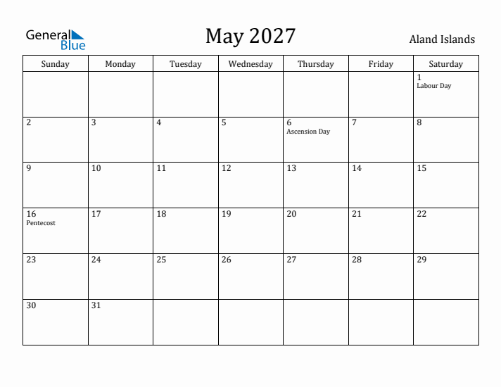 May 2027 Calendar Aland Islands