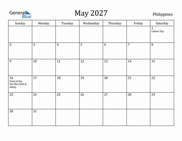 May 2027 Calendar Philippines