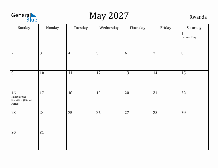 May 2027 Calendar Rwanda