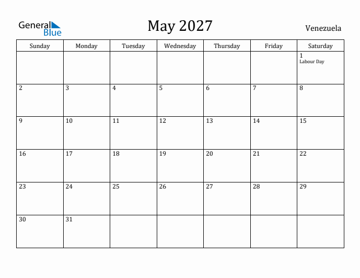 May 2027 Calendar Venezuela