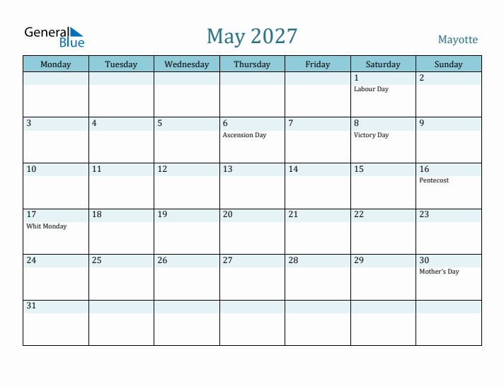 May 2027 Calendar with Holidays