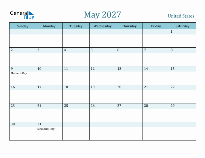 May 2027 Calendar with Holidays