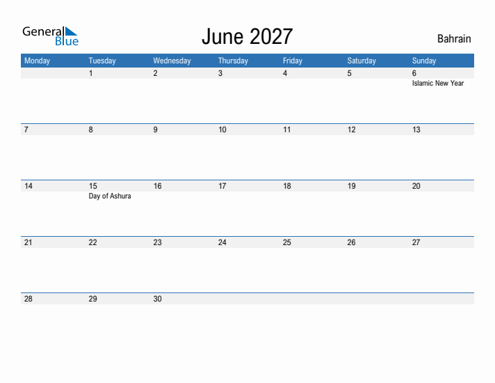 Fillable June 2027 Calendar