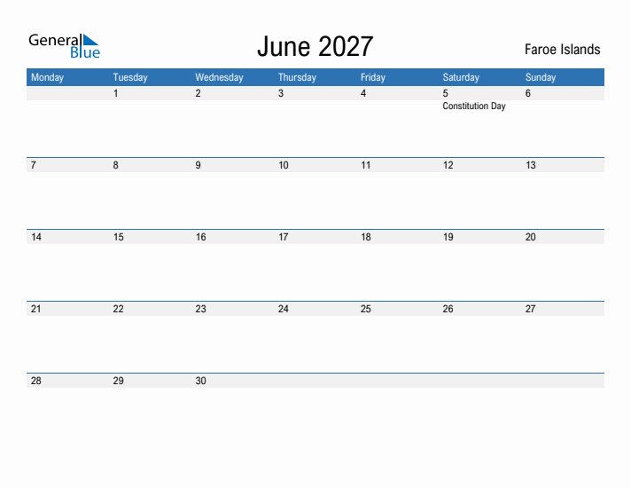 Fillable June 2027 Calendar